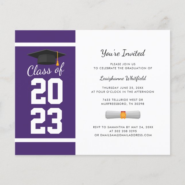 Papier Graduation 2025 Elegant Purple Party Invitation (Devant)