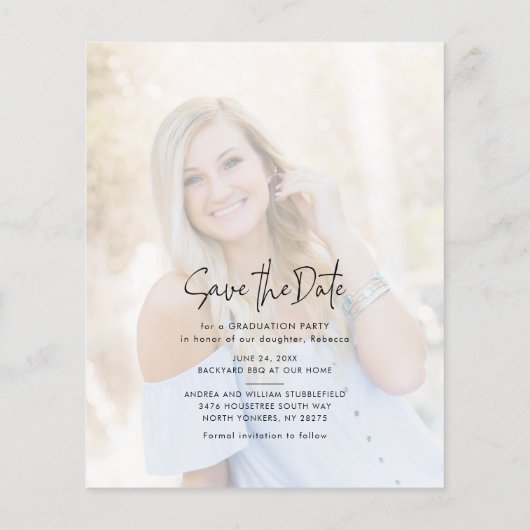 Papier Graduation 2025 Enregistrer la date Faire-part pho (Dos)