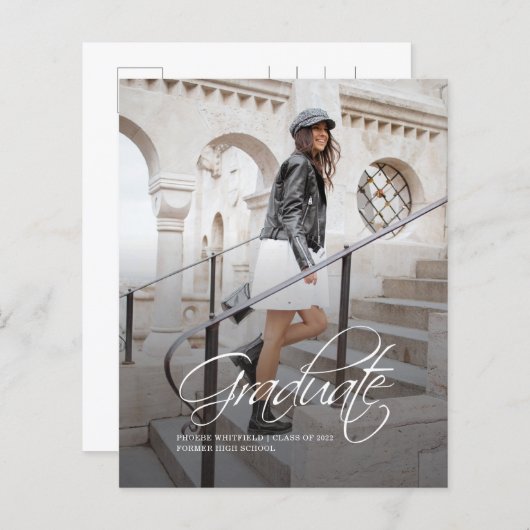 Papier Graduation 2025 Faire-part de script photo (Devant / Derrière)