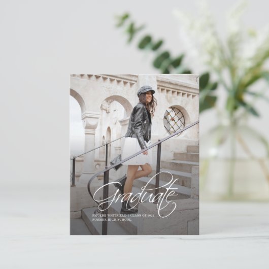 Papier Graduation 2025 Faire-part de script photo (Debout devant)