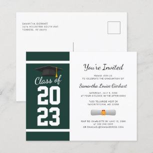 Papier Graduation 2025 Green White Party Invitation
