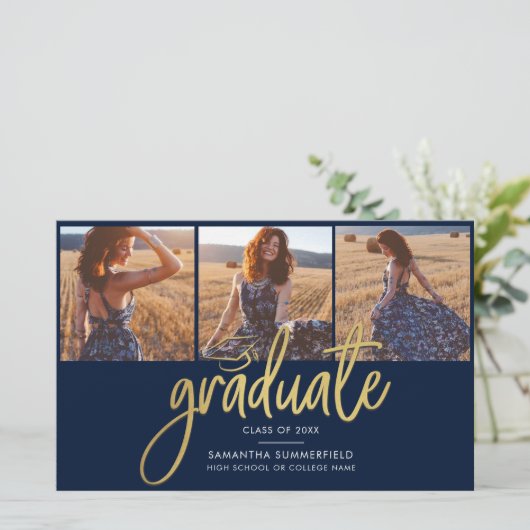 Papier Graduation 2025 Photo Collage Grad Faire-part (Debout devant)