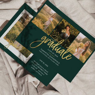Papier Graduation 2025 Photo Collage Green Faire-part