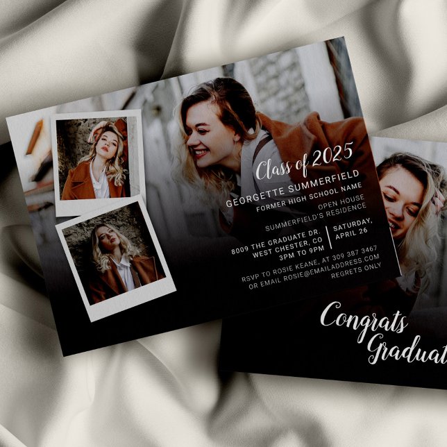 Papier Graduation 2025 Photo Grad Party Invitation (Class of 2025 Graduation Party Photo Script Grad Party Invitation.)