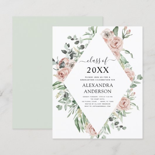 Papier Graduation Budget 2023 Dusty rose Floral (Devant / Derrière)