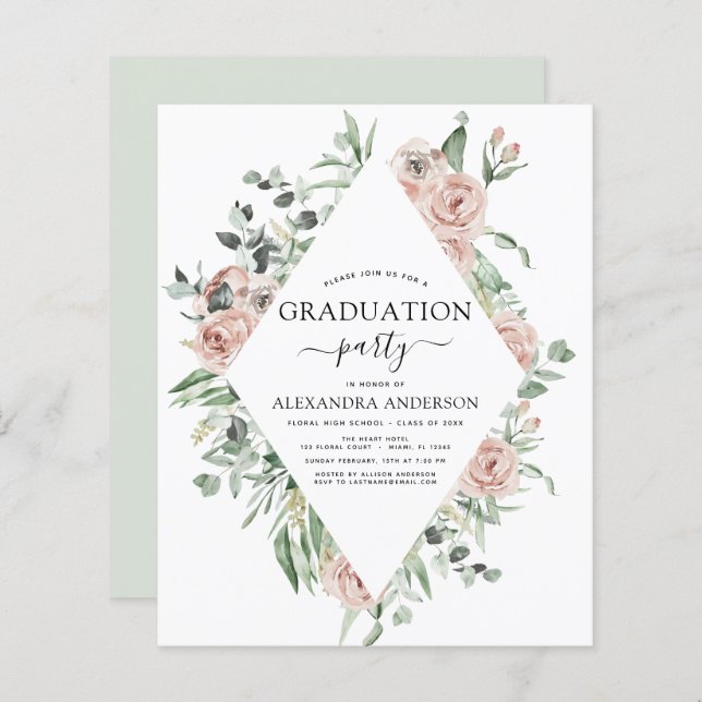 Papier Graduation Budget 2023 Dusty rose Floral (Devant / Derrière)