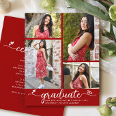 Papier Graduation Budget Rouge 4 Script photo Invitation