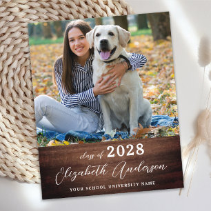 Papier Graduation Budget Rustique Simple Photo Invitation