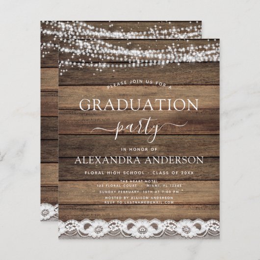 Papier Graduation budgétaire Rustic Farmhouse 2023 (Devant / Derrière)