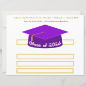 Papier Graduation Cap Purple Party Hat 2026 in White (Devant)