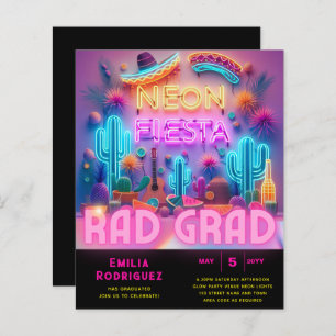 Papier Graduation Glow Party Invitación Fiesta de Neón