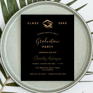 Papier Graduation noir or 2024 invitation budgétaire