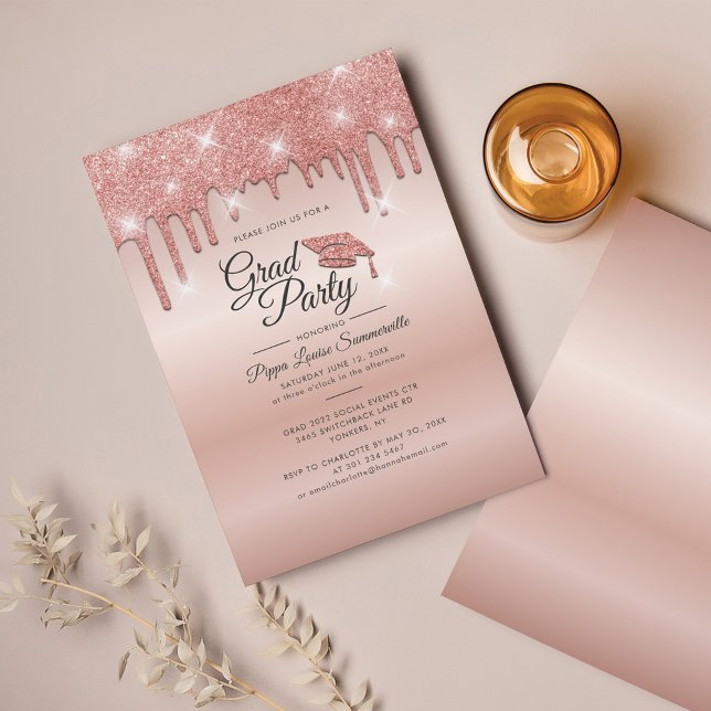 Papier Graduation Party 2025 Rose Gold Invitation (Créateur téléchargé)