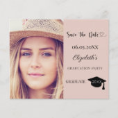 Papier Graduation Party blush pink Save the Date card (Devant)