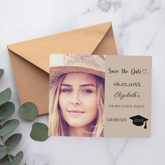 Papier Graduation Party mocha beige Save the Date card