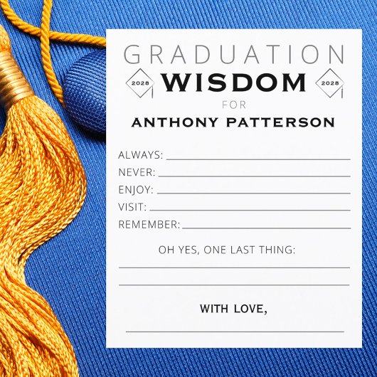 Papier Graduation Party Wisdom Card Black Gold Invités
