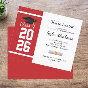 Papier Graduation Red White Grad Party 2025 Invitation