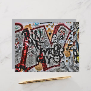 Papier Graffiti Gris rouge Lettres Urban Street Wall Art