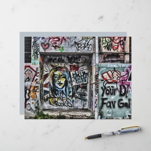 Papier Graffiti Moderne Cool urbain Art de rue (Devant/Arrière en situation)