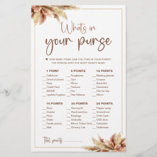 Papier Graine de Pampas sèche   What's In Your Purse Game