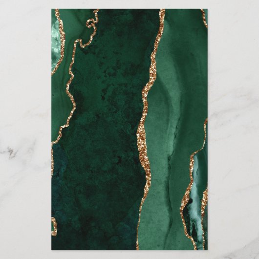 Papier Grand Budget Emerald Green Or Agate Mariage foncé (Dos)