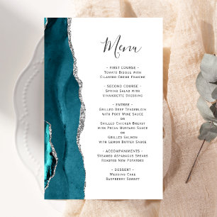 Papier Grand Budget Turquoise Bleu Argent Agate Mariage M