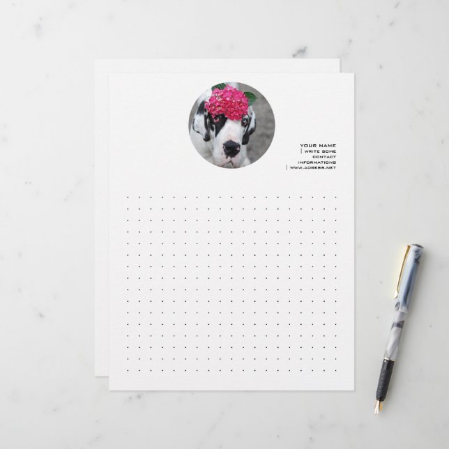 Papier Grand Danois personnalisé (Devant/Arrière en situation)