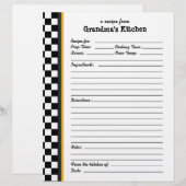 Papier Grandmas Cuisine À damiers Accent Jaune Recette (Devant / Derrière)