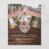 Papier Grange Rustique Bois photo Collage Coeurs gravés (Devant)