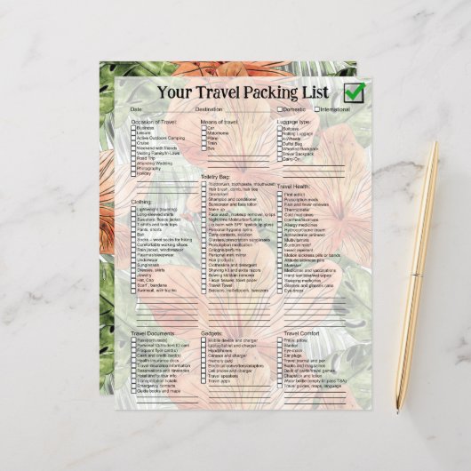 Papier Graphique en aquarelle florale tropicale Tangérine (Devant/Arrière en situation)