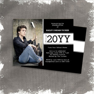 Papier Gras noir et blanc Faire-part de diplôme photo