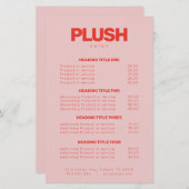 Papier Gras Pink & Red Modern Business Service Tarifs (Devant / Derrière)