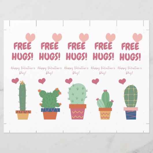 Papier Gratuit Hugs ! Drôle Signet de la Saint Valentin (Devant)