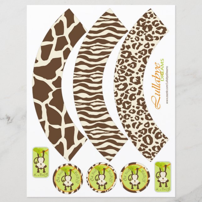 Papier Gravure de cupcake Poster de animal singe et Pacif (Devant)