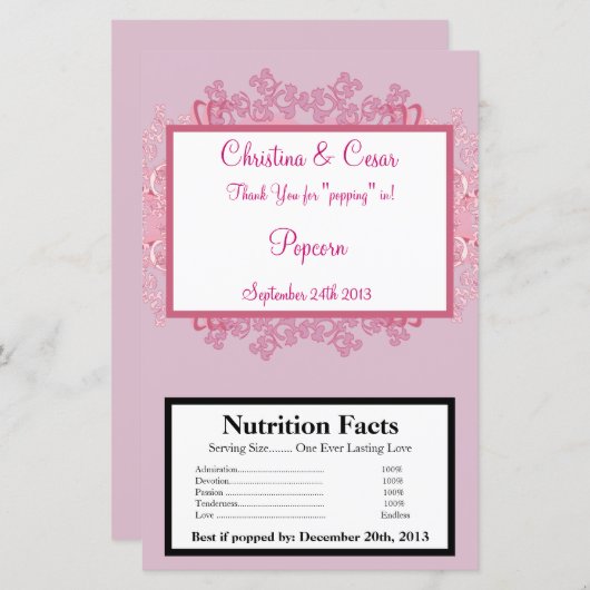 Papier Gravure de maïs pop à micro-ondes rose/violet Scra (Devant / Derrière)