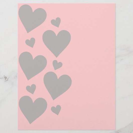 Papier Gray hearts on a rose background (Devant)