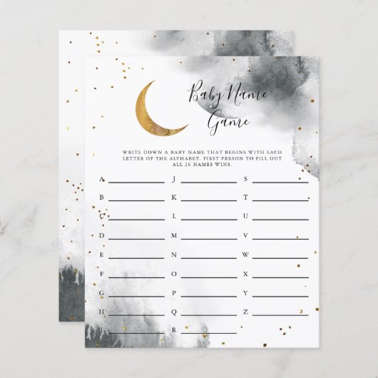 Papier Gray Moon Baby Nom Douche Jeu (Devant / Derrière)