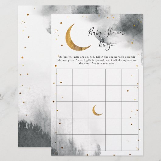 Papier Gray Moon Baby shower Bingo Jeu (Devant / Derrière)