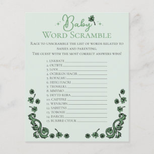 Papier Green Baby Word Scramble Irish Baby shower Jeu