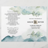 Papier Green Blue Berry Branch Watercolor Wedding Program (Devant)