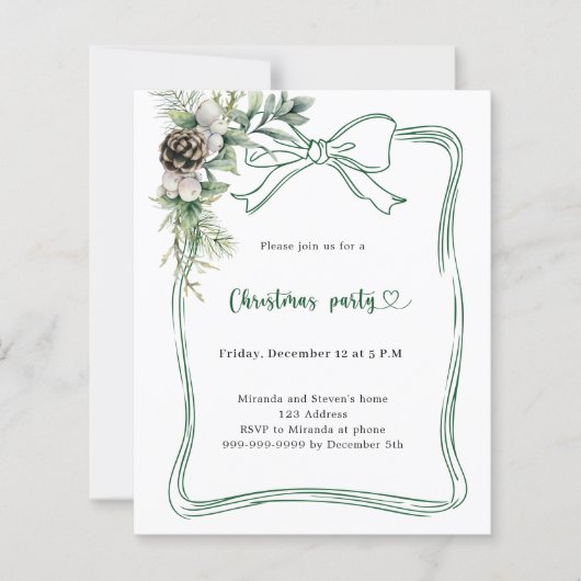 Papier Green bow pin moderne Noël (Devant)