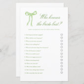 Papier Green Bow qui connaît la mariée meilleur jeu nupti (Devant / Derrière)