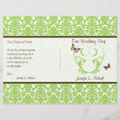 Papier Green Brown Damask Heart Butterfly Wedding Program (Devant)