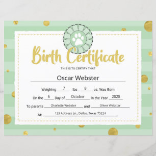 Papier Green Chien Paw Clip Art Chiot Certificat de naiss