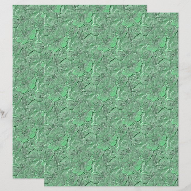Papier Green Daisy Flowers Nature Art Motif Scrapbook (Devant / Derrière)