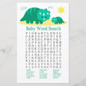 Papier Green Dino Baby shower Word Search Jeu (Devant)