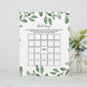 Papier Green Eucalyptus Bride Bingo, Jeu de Fête des mari (Debout devant)