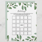 Papier Green Eucalyptus Bride Bingo, Jeu de Fête des mari (Devant / Derrière)