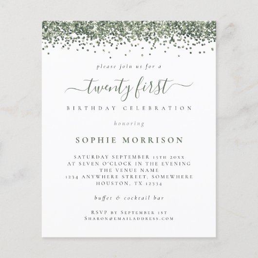 PAPIER Green Glitter 21e partij nodigt uit Flyer (Voorkant)