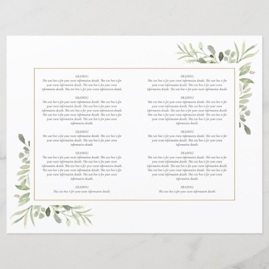 Papier Green Gold Cross Baptism Christening Program (Dos)